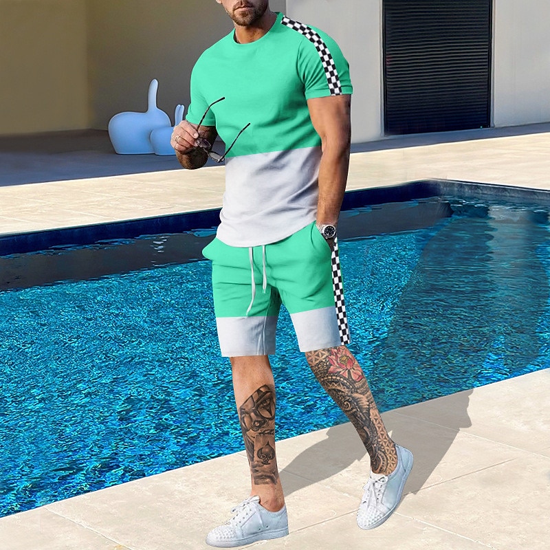 Embellish Knit - Erkek Desenli Renk Bloklu 2 Parça