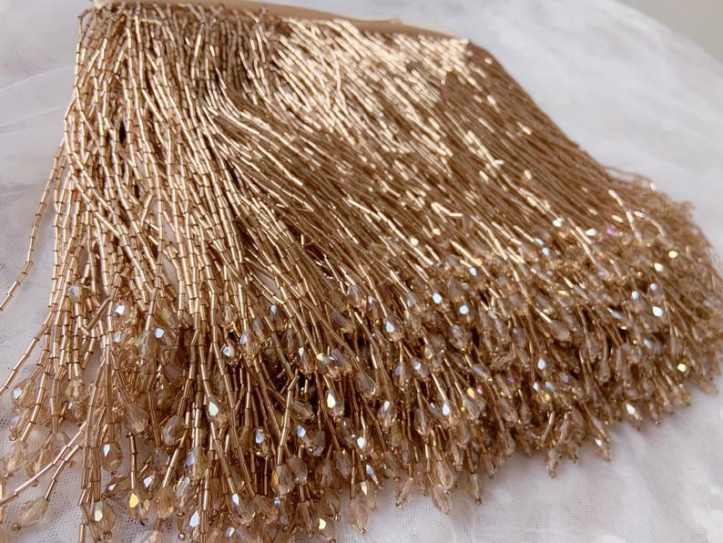 1 Yard yeşil boncuk Fringe püs - Beaded Trim Fringe incelemesi ve fiyatı