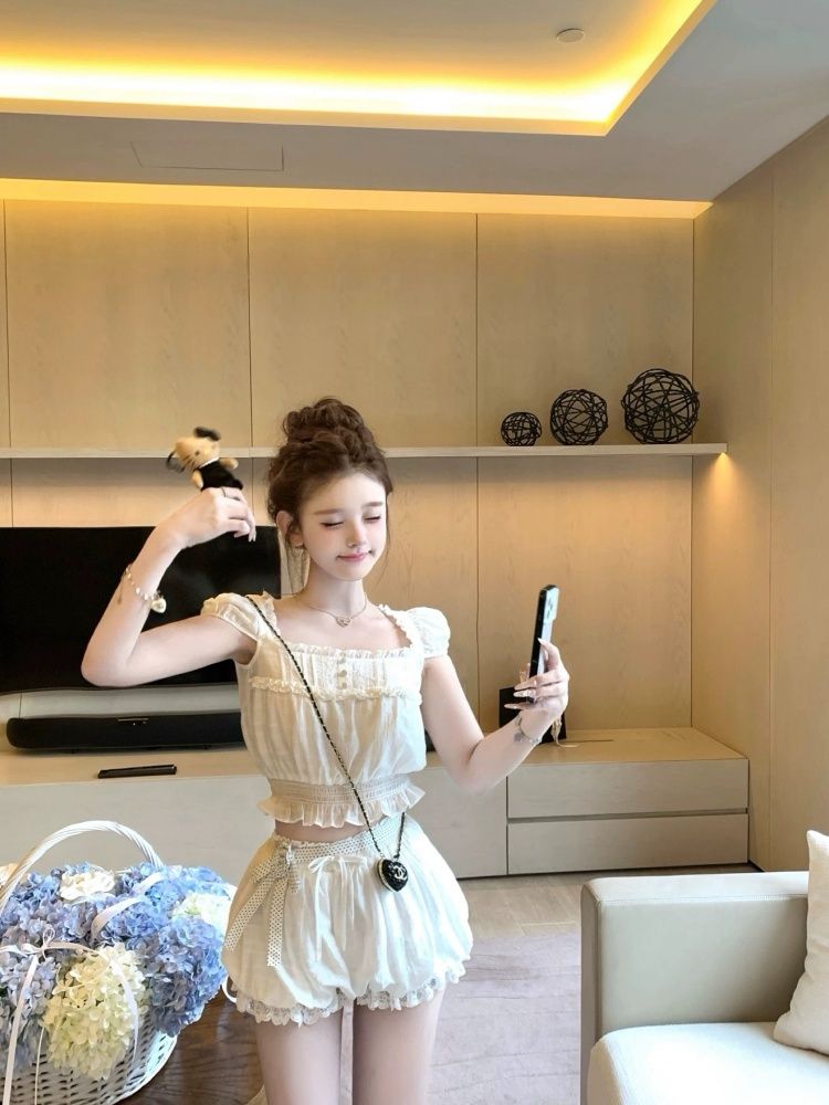 Yazlık Tatlı 2 Parçalı Set Kad - Elastic Lace Trim incelemesi ve fiyatı