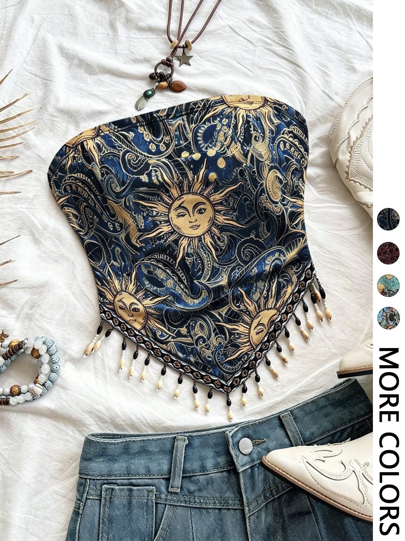Bayanlar için 1 adet baskılı f - Beaded Trim Fringe incelemesi ve fiyatı