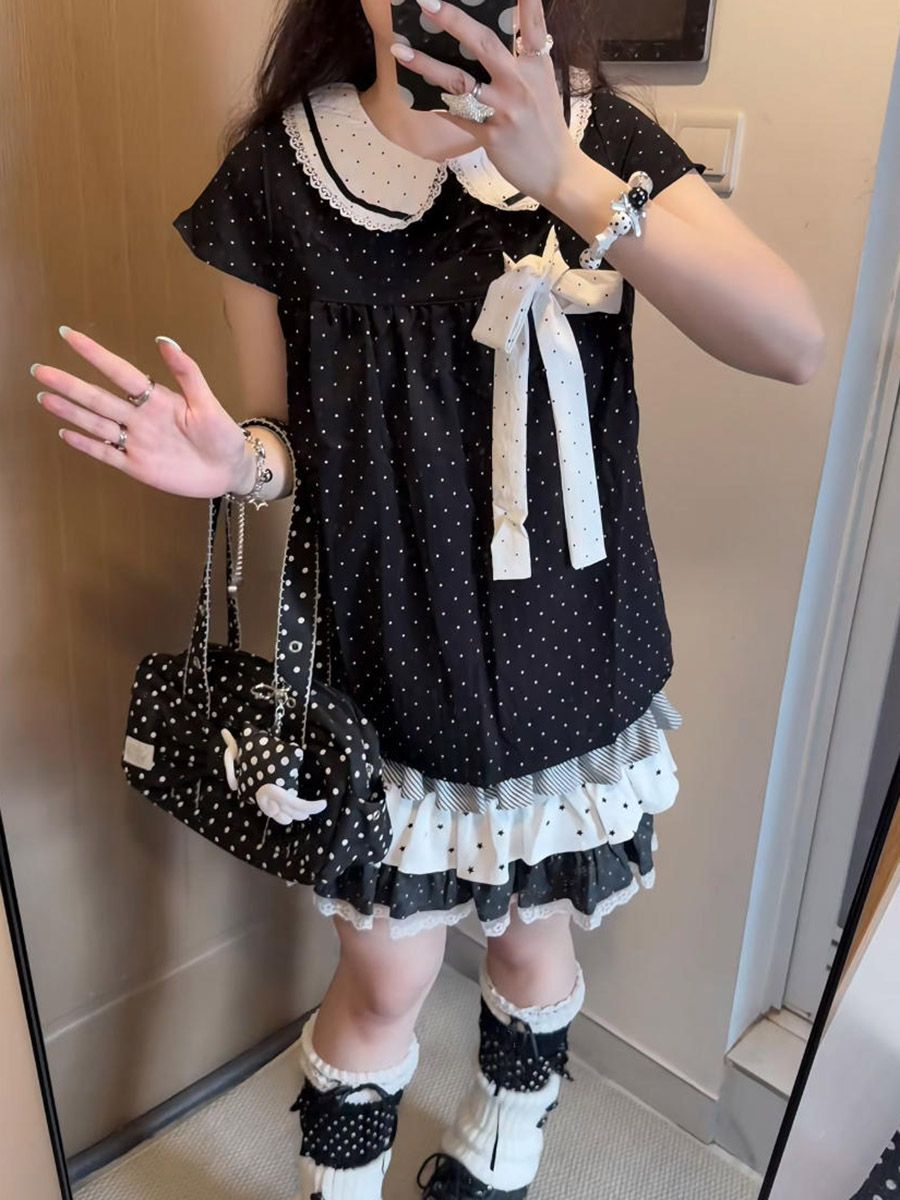 Y2K Kawaii Japon Puantiyeli 2  - Elastic Lace Trim incelemesi ve fiyatı