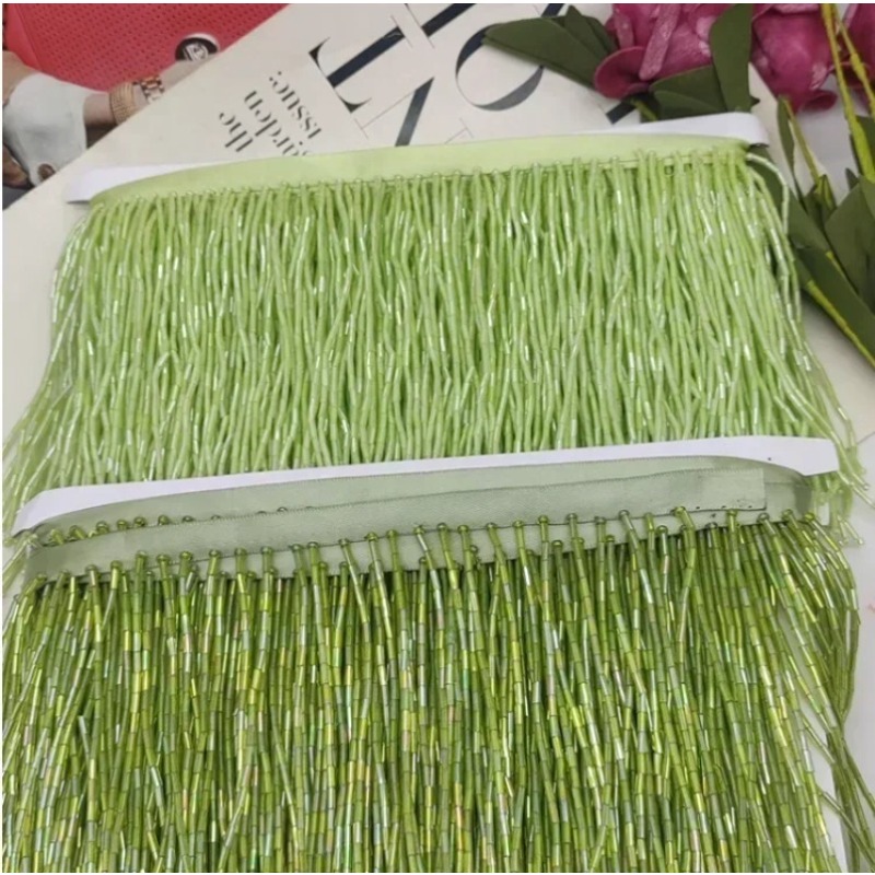 10CM Gümüş Kırmızı Boncuklu Tü - Beaded Trim Fringe incelemesi ve fiyatı